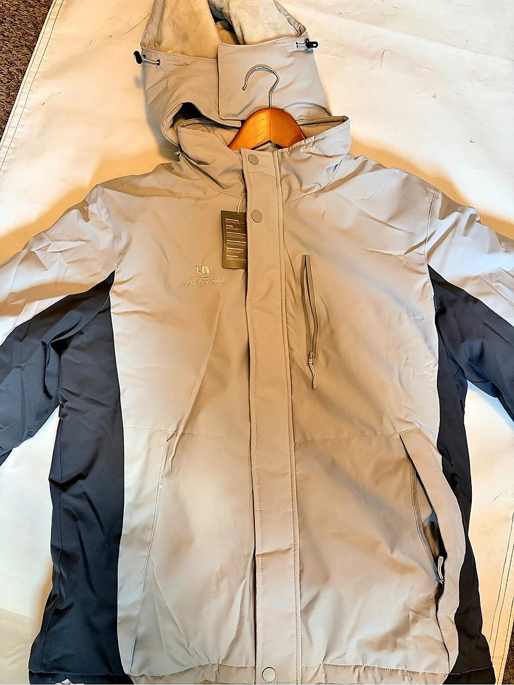 Camel Crown 3-in-1 Waterproof Ski Jacket White & Gray
